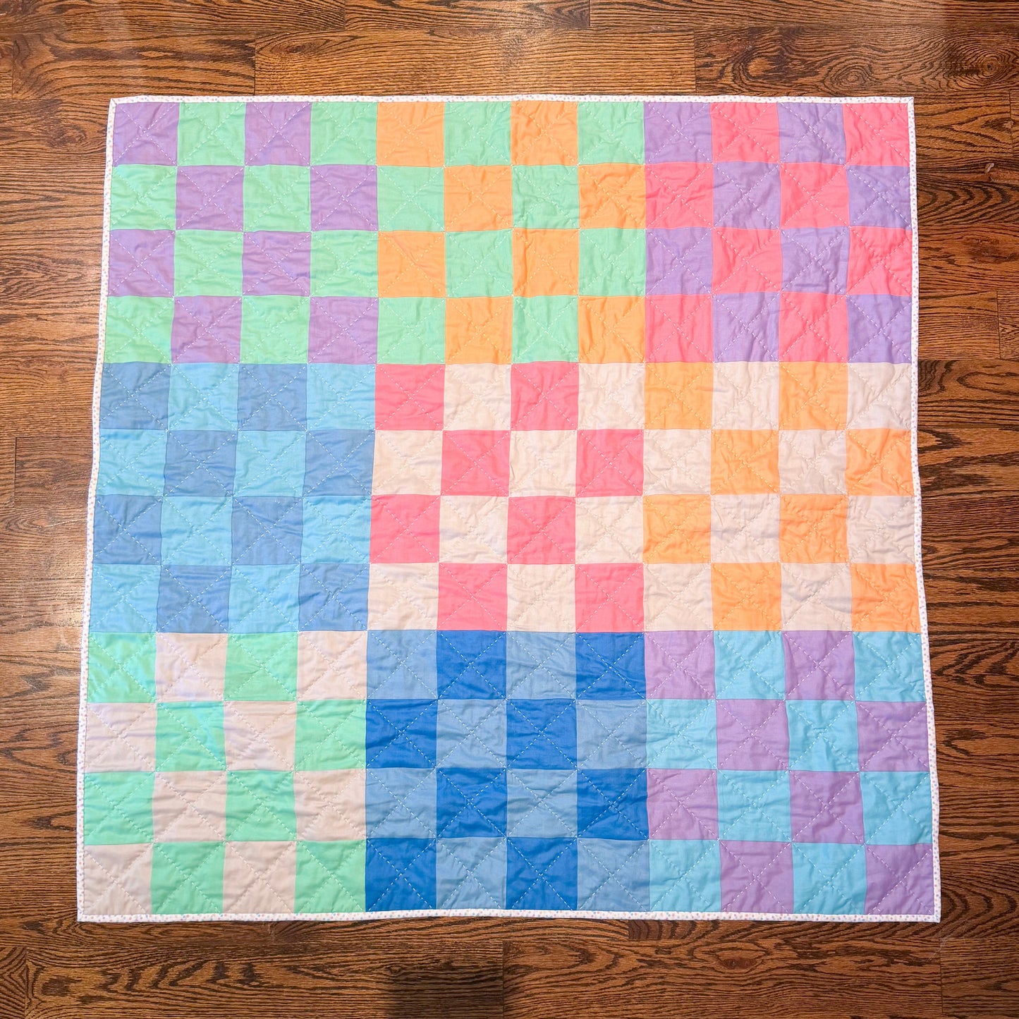 Handmade Heirloom Pastel Baby Quilt & Gifts with Purchase