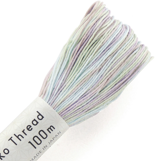 Olympus Sashiko Thread, Large Skein 100m, Variegated Blue and Green 195