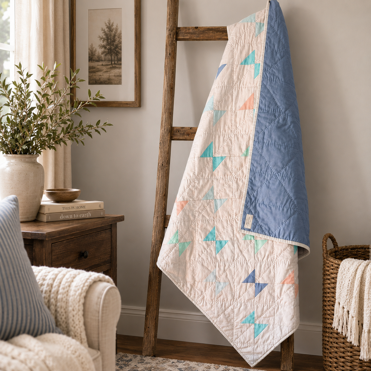 Pastel Bow Amish-Inspired Patchwork Quilt - 46" x 46"| Luxury Baby Gift Set