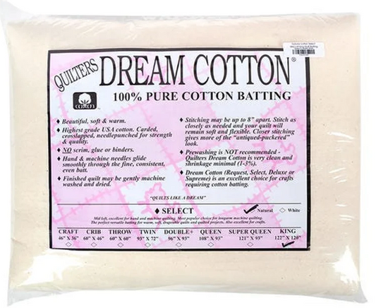 King Size 120" x 122", Natural Cotton Request, Quilters Dream Batting