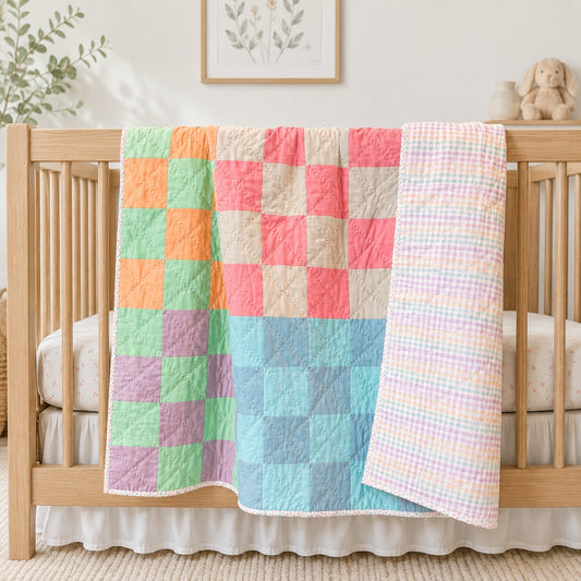 Handmade Heirloom Pastel Baby Quilt & Gifts with Purchase