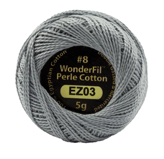 Eleganza Wonderfil, Perle Cotton Ball, 8wt, 5Gram, 42yd, Silverware EZ03