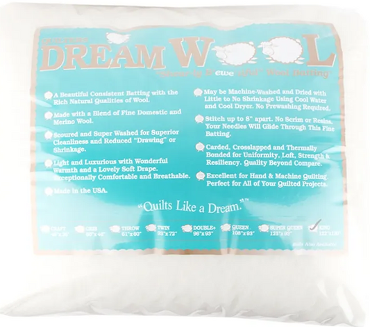 King Size 120" x 122", Wool, Quilters Dream Batting